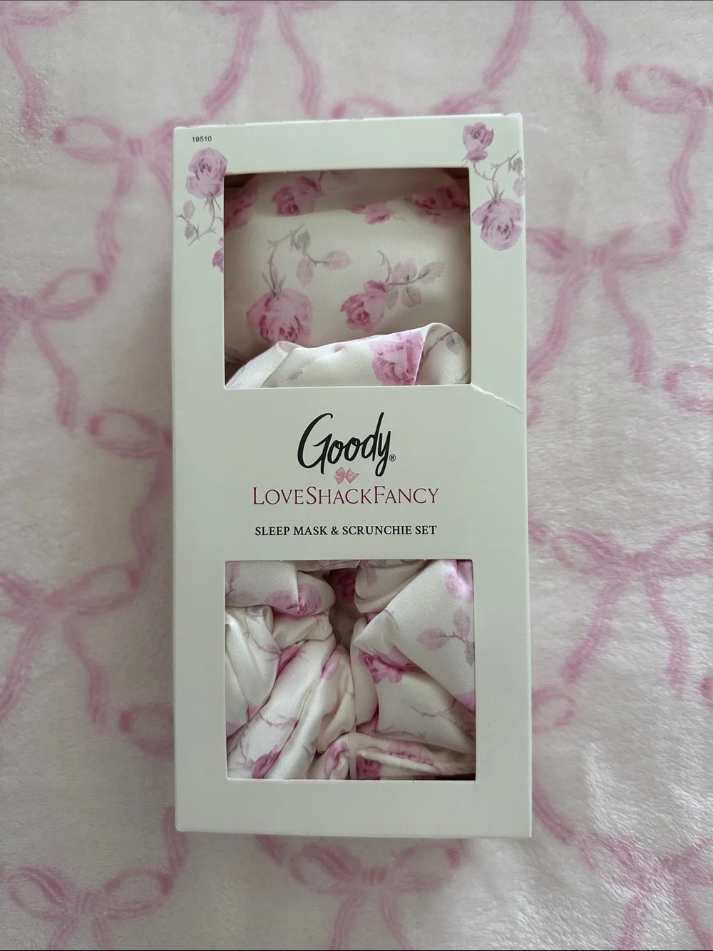 Goody LOVESHACKFANCY x target Sleep Mask & Scrunchie Set - Ribbon Rosa NEW